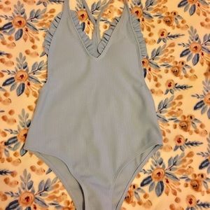 Baby blue one piece swimsuit
